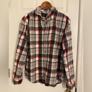 Lands’ End Flannel, large size button down casual shirt.